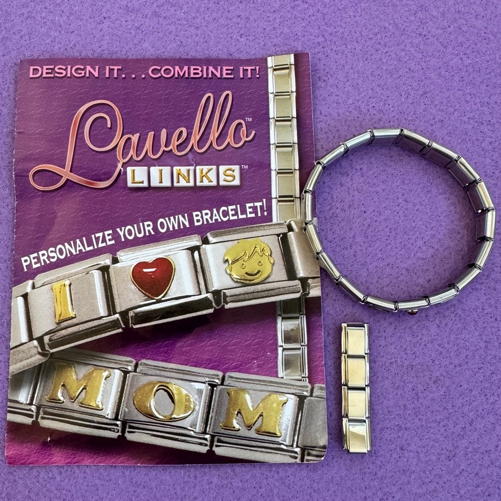 Vintage 2003 “Lavello Links” Charm Bracelet. Stainless Steel with Extra Links.